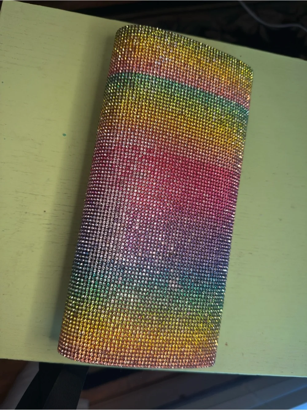 3 AM Forever Rainbow Rhinestone Crystal Evening Envelope Clutch Snap Closure